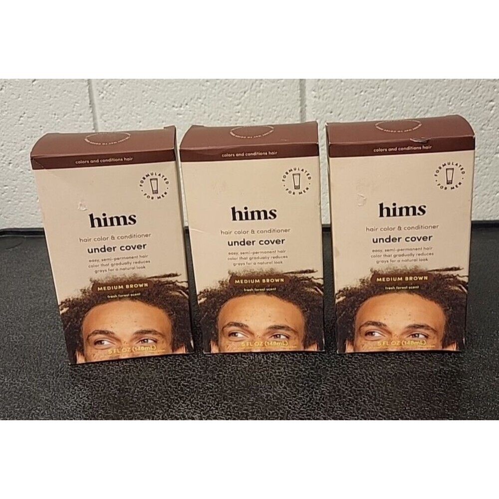 3 HIMS Under Cover Hair Color & Conditioner Medium Brown Color Blends Grays Dye